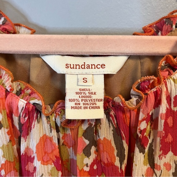 Sundance Dress 100% Silk Floral Sleeveless Ruffled Edge Sundress Sz S EUC - Picture 3 of 6